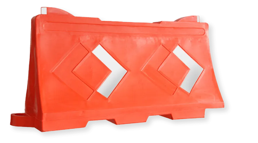 Barrera Ray naranja con flechas reflejantes, vista frontal